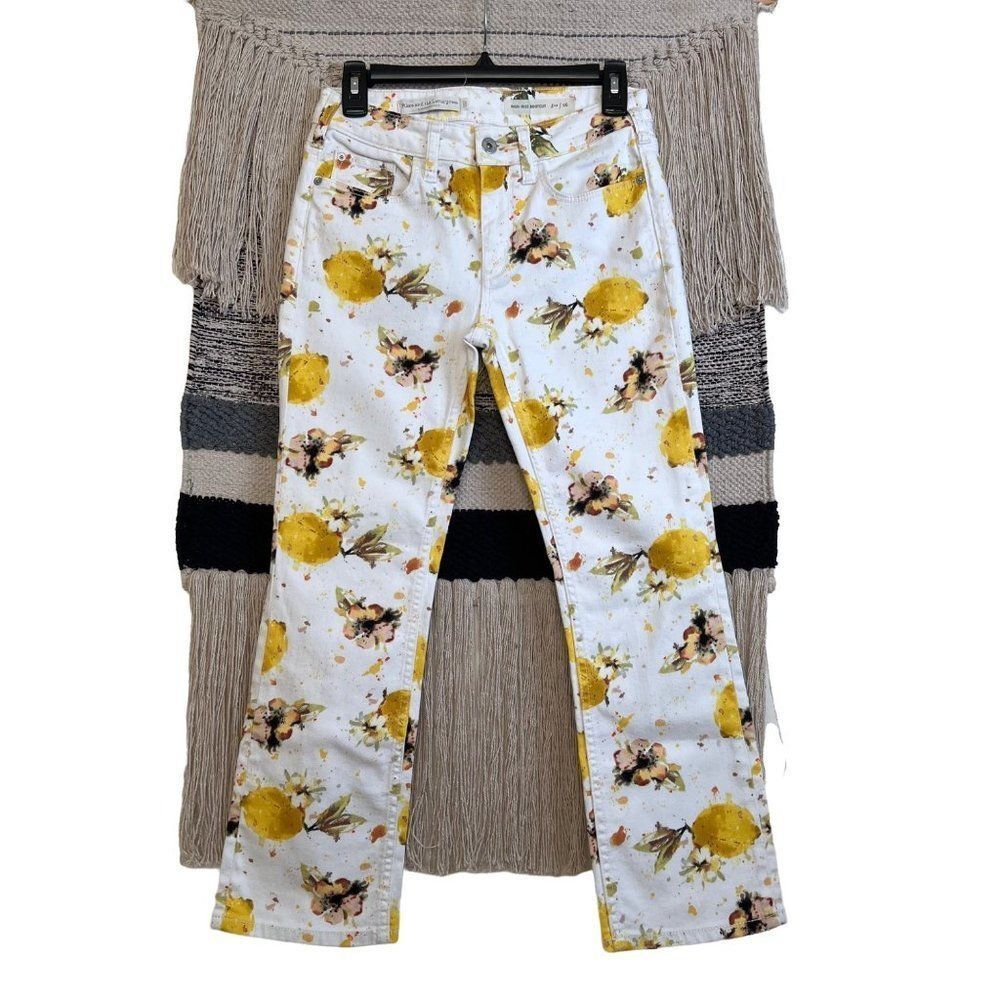 Anthropologie Pilcro High-Rise Bootcut Lemon Grove Print White Jeans Size 26 - Picture 3 of 10